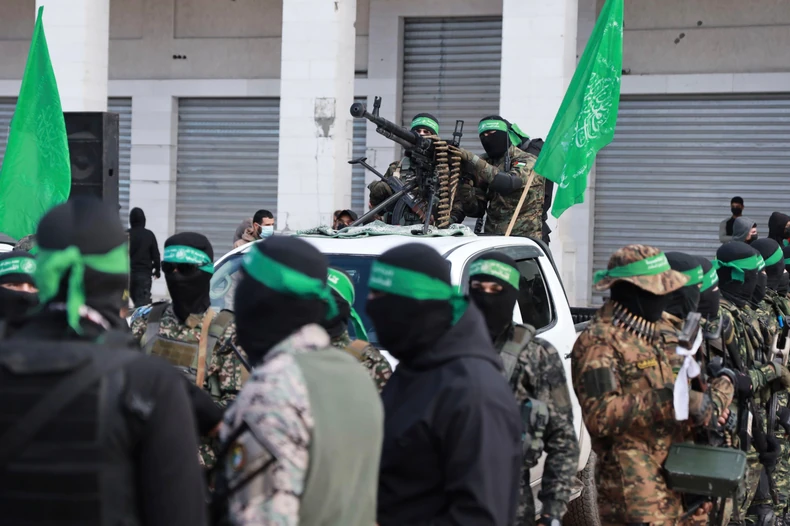 Borci Hamasa na trgu u Gazi