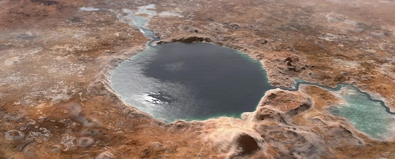 Water-filled-crater-on-ancient-Mars