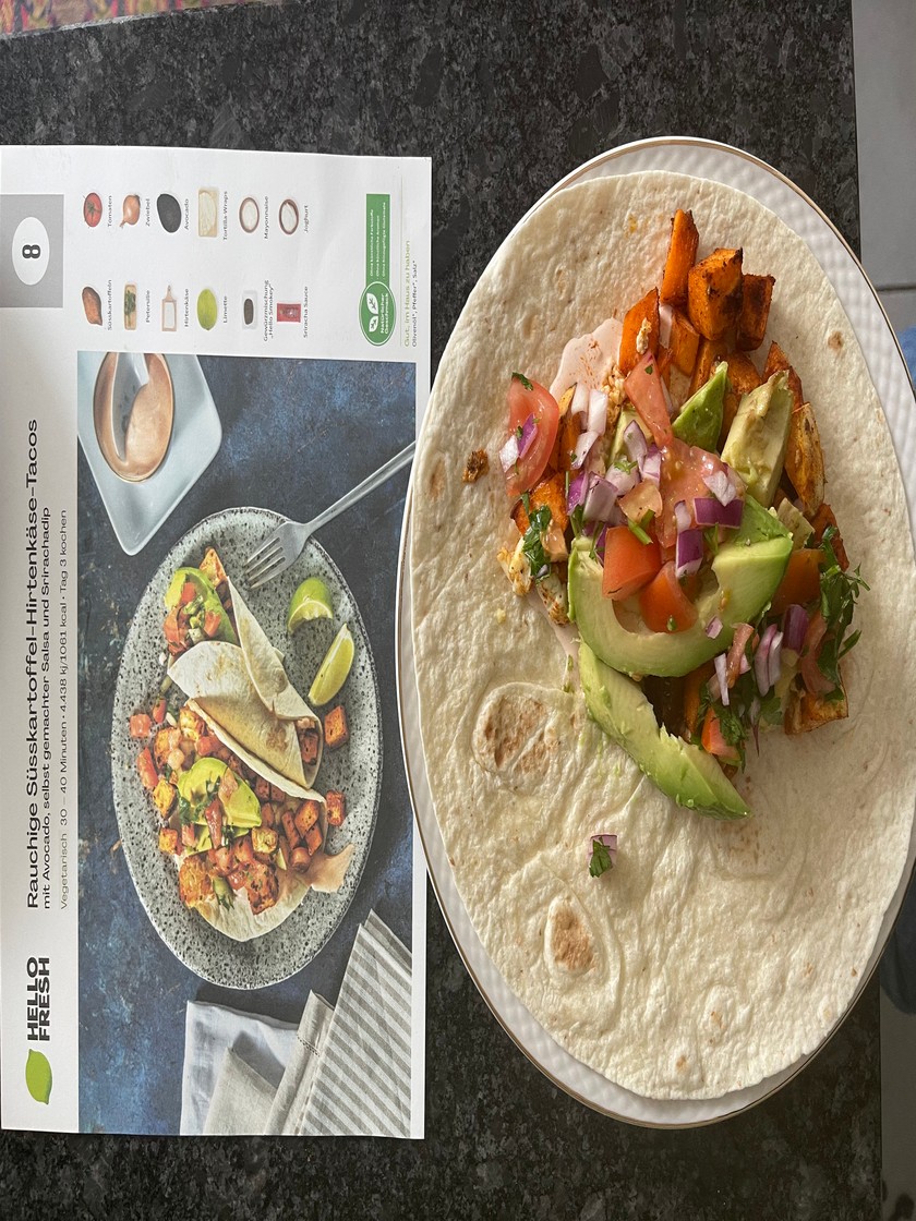 Les tacos sont délicieux. Le mélange de patates douces et feta au four notamment est divin. 