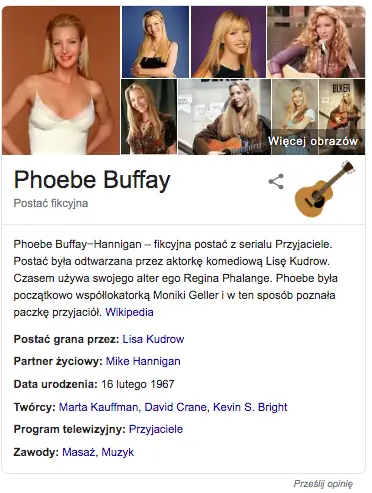 Phoebe Buffay Przyjaciele - fot. zrzut ekranu Google