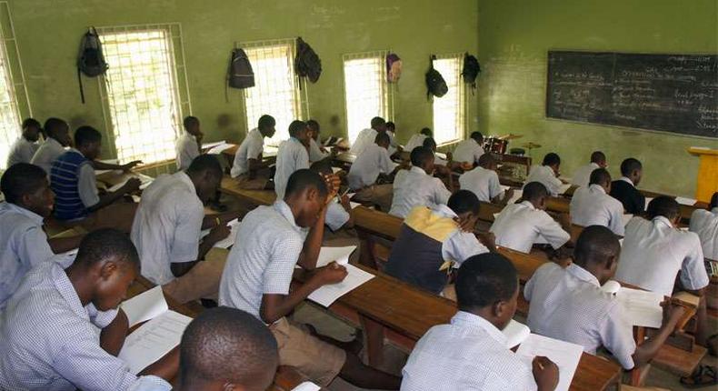 Senior secondary school students writing examination