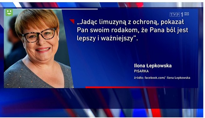 Ilona Łepkowska, kadr z "Wiadomości" TVP