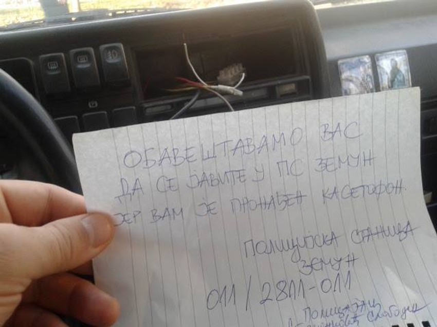 Poruka policajca pokradenom Beograđaninu