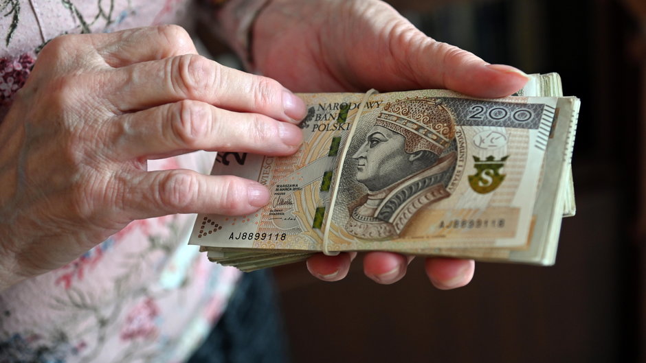 Banknoty w rękach starszej osoby (zdjęcie ilustracyjne)