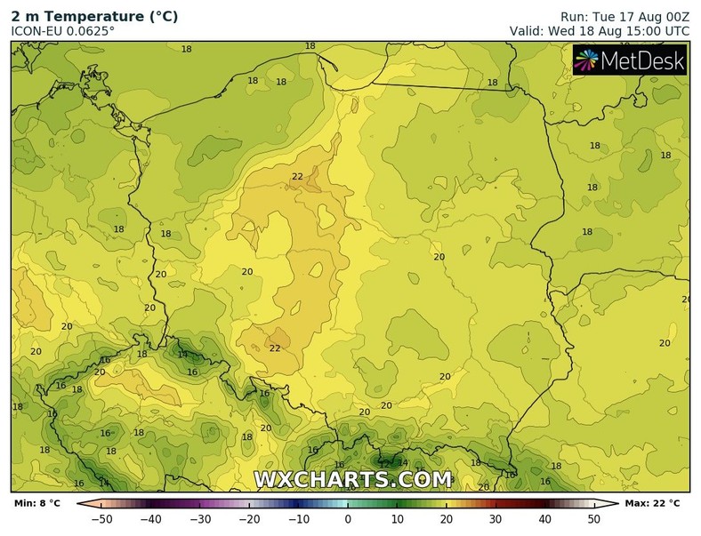 Temperatura wzrośnie maksymalnie do 22 stopni