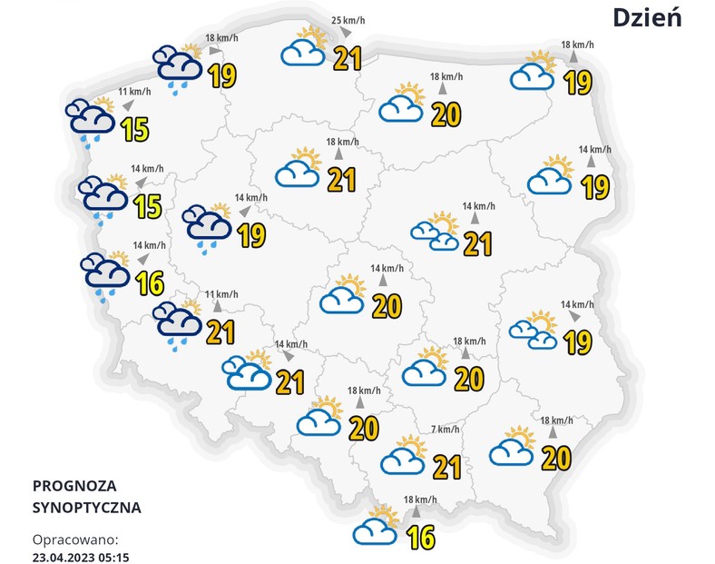 Pogoda w niedzielę, 23 kwietnia 2023 r.