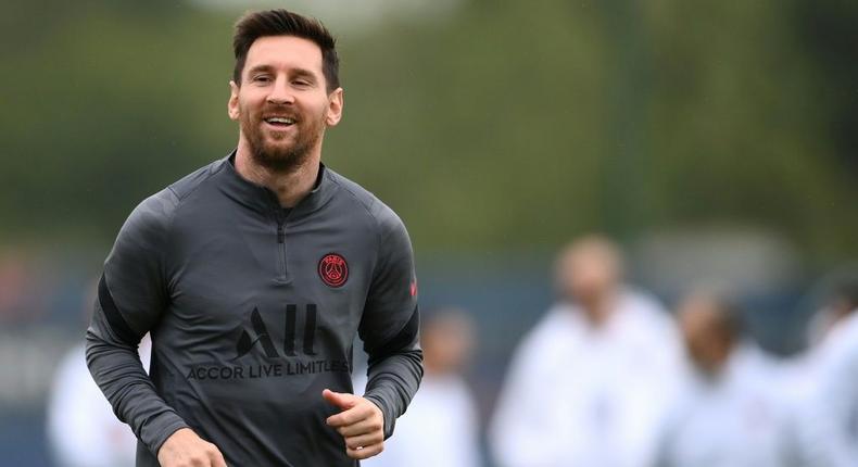 Lionel Messi trained on Monday having missed PSG's last two games with a knee injury Creator: FRANCK FIFE