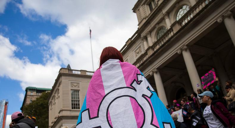 transgender trans flag nyc trans rights rally