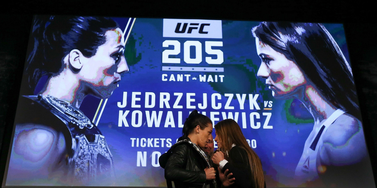 Joanna Jędrzejczyk i Karolina Kowalkiewicz na konferencji UFC