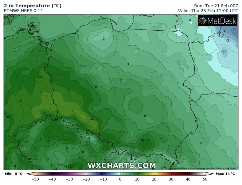 Na południowym zachodzie temperatura w najbliższych dniach będzie przekraczać 10 st. C