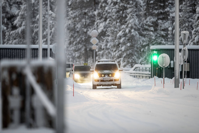 Fińsko-rosyjskie przejście graniczne Raja-Jooseppi. Zostało zamknięte jako ostatnie dzień po wykonaniu tego zdjęcia, 28 listopada 2023 r.