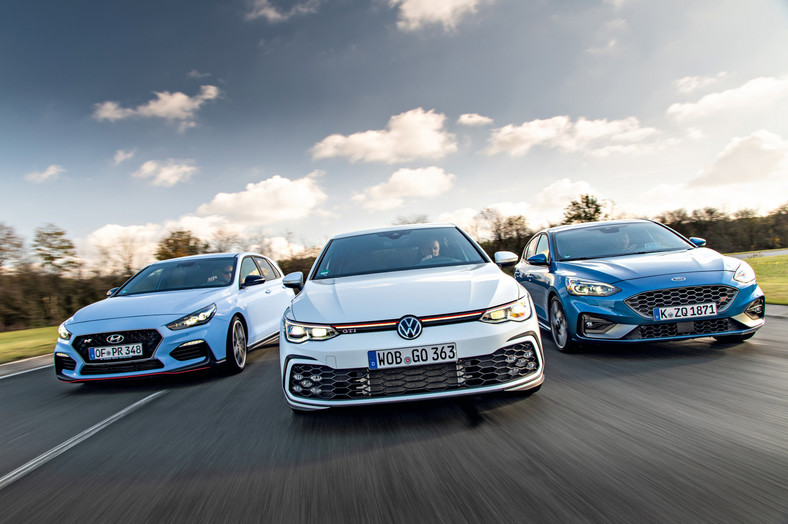 Ford Focus ST, Hyundai i30 N Performance i Volkswagen Golf GTI na Contidromie