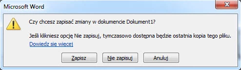 MS Word 2010 – nowy komunikat w oknie dialogowym zapisywania