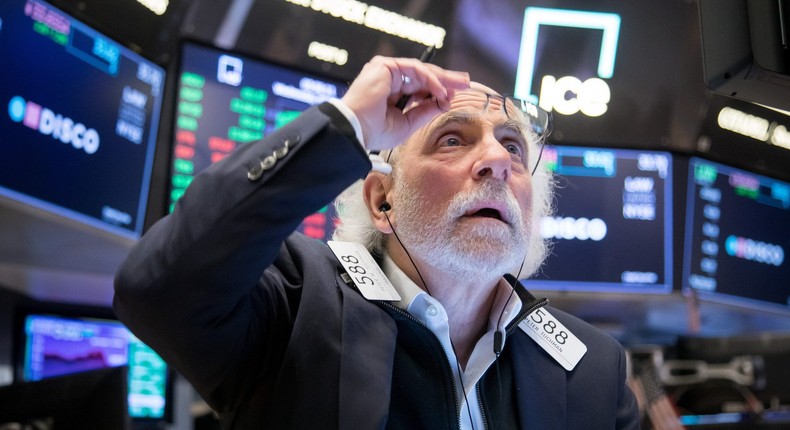 A trader works at the New York Stock Exchange NYSE in New York, the United States, on March 9, 2022.