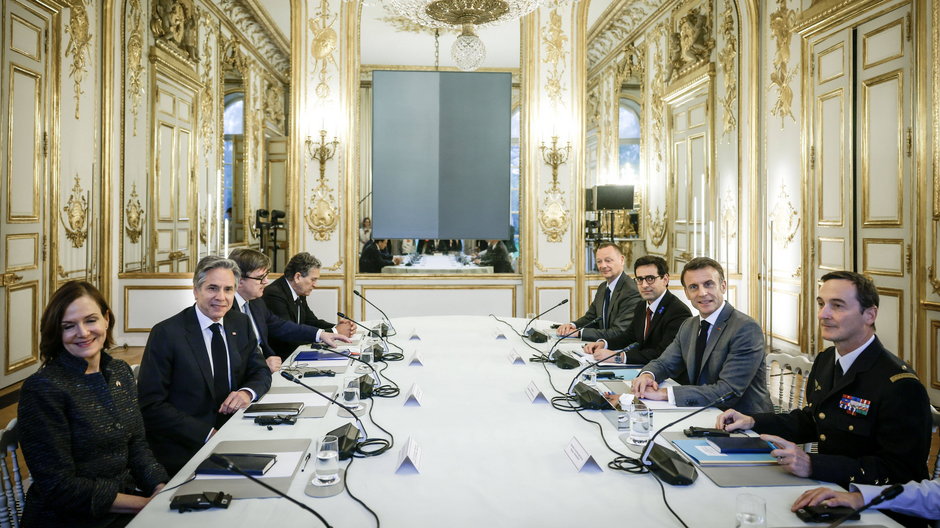 Spotkanie Emmanuela Macrona i Antony'ego Blinkena w Paryżu