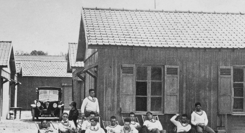 Athletes relaxed at the first Olympic Village.Topical Press/Hulton Archive/Getty Images