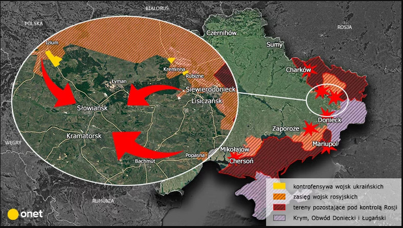 Bitwa o Donbas. Mapa sytuacyjna z 19 kwietnia