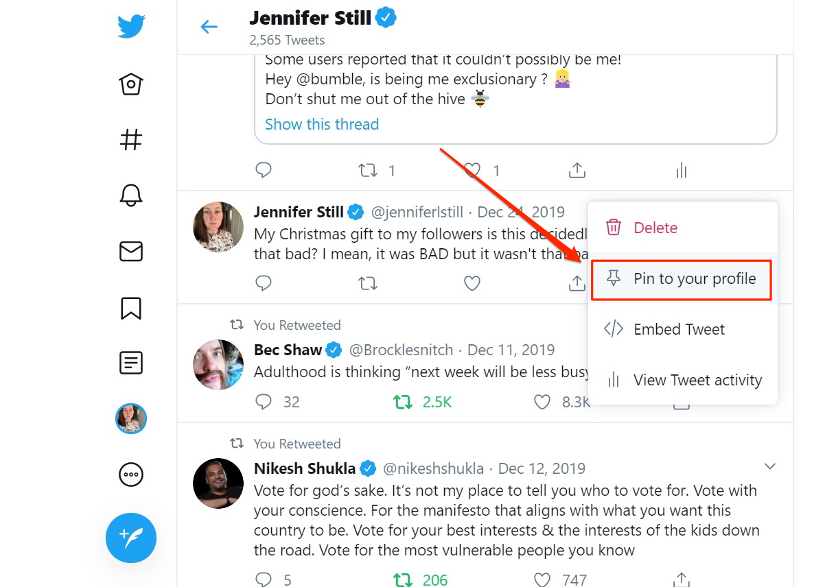 How to pin a tweet to your Twitter profile on a computer or mobile