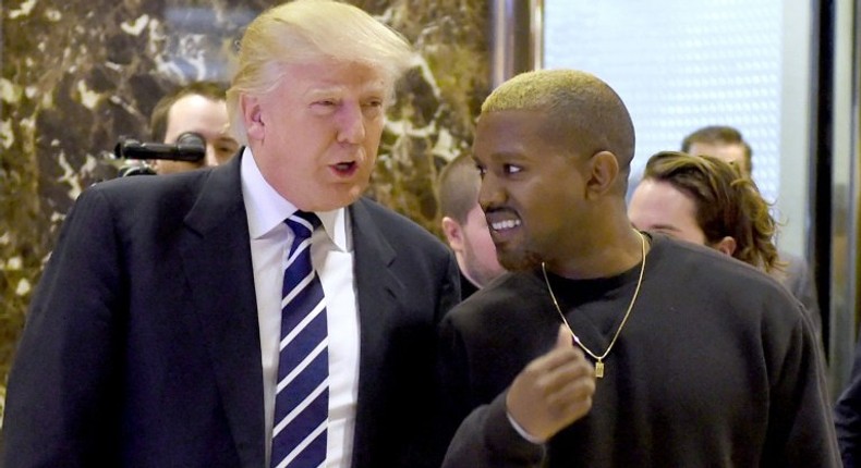 Singer Kanye West and President-elect Donald Trump arrive to speak with the press after their meetings at Trump Tower December 13, 2016 in New York