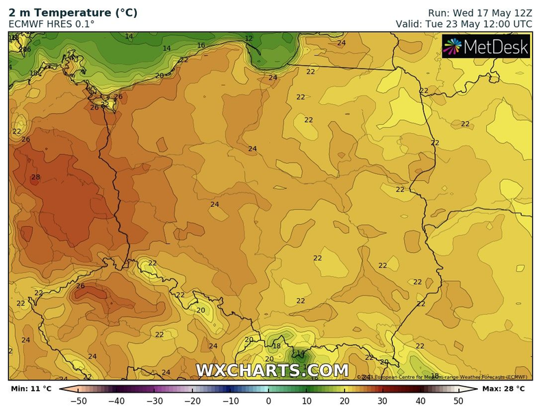 Miejscami, zwłaszcza na zachodzie, zrobi się gorąco, nawet do 28 st. C