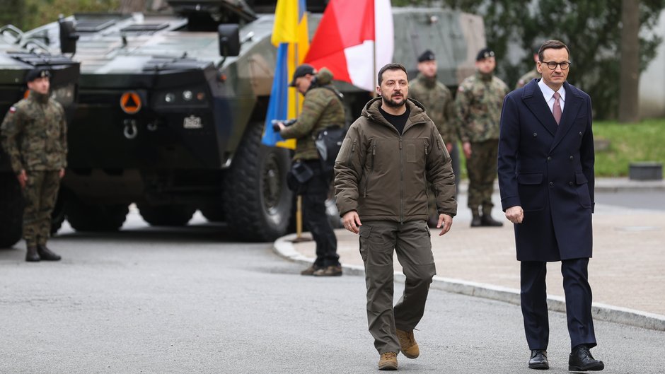  Mateusz Morawiecki i Wołodymyr Zełenski podczas konferencji prasowe, 5 kwietnia 2023 r.