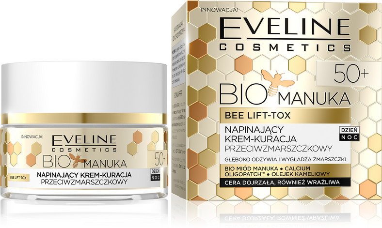 Napinający krem-kuracja przeciwzmarszczkowy 50+ Eveline Cosmetics Bio Manuka