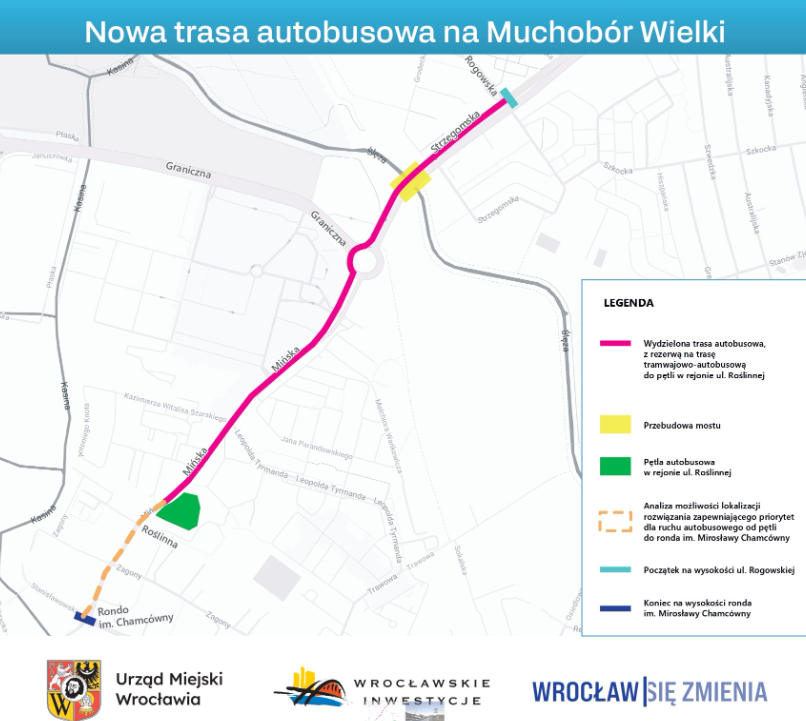 Planowana trasa na Muchobór Wielki