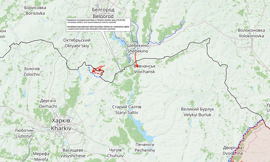 Mapa Harkovske oblasti, 10 maj 2024.