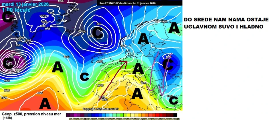 Do srede uglavnm suvo i hladno