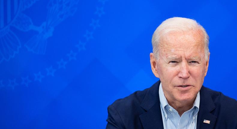 US President Joe Biden speaks during a virtual briefing by Federal Emergency Management Agency officials on preparations for Hurricane Ida, in the South Court auditorium of the White House in Washington, DC, on August 28, 2021.
