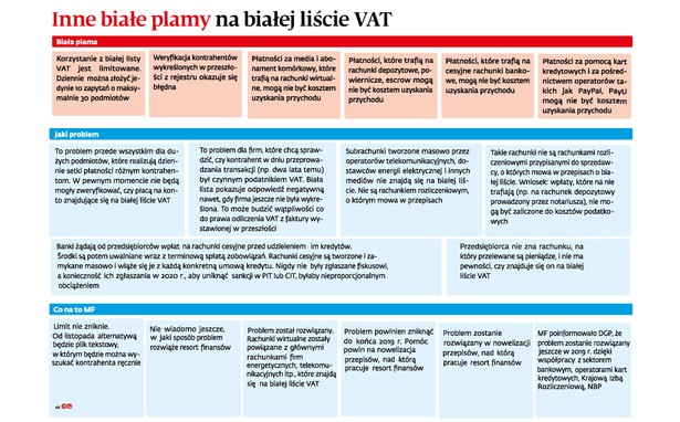 Inne białe plamy na białej liście VAT