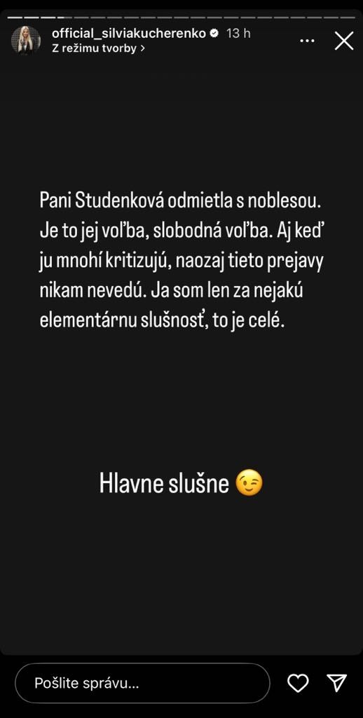 Kucherenko reagovala na dve odmietnutia spojené s prezidentom
