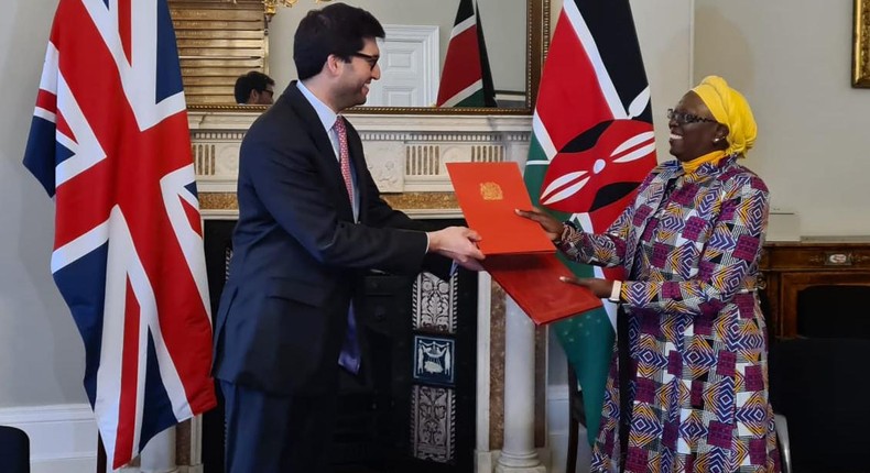 UK International Trade Minister Ranil Jayawardena with Trade Cabinet Secretary Betty Maina