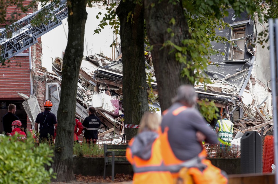 Zniszczenia po wybuchu w Antwerpii