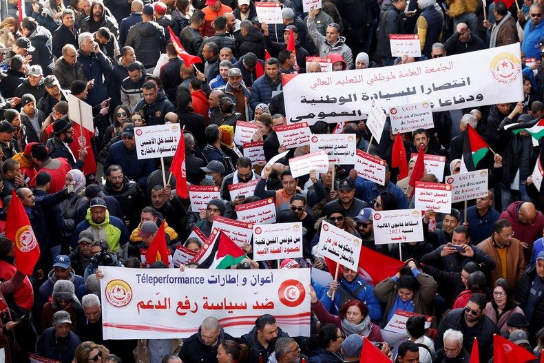 Tunisian union holds biggest protest yet against president Source: Reuters