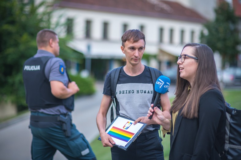 Organizator protestu, Artūras Rudomanskis.