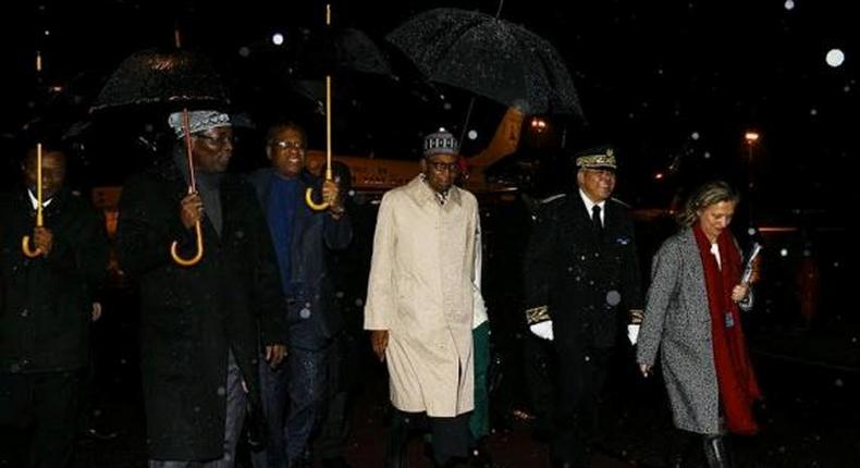 President Muhammadu Buhari arrives in France on February 2, 2016