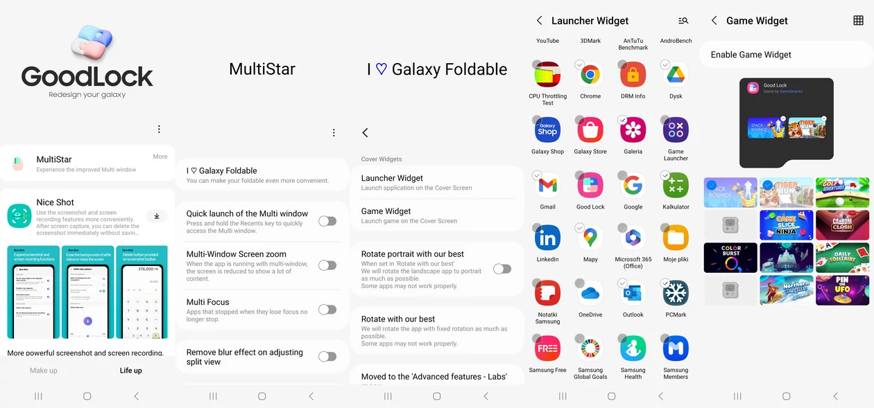 Aplikacja GoodLock - sposób na pełną funkcjonalność zewnętrznego ekranu Galaxy Z Flip5 (kliknij, aby powiększyć)