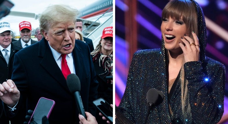 Donald Trump and Taylor Swift.Jabin Botsford/The Washington Post via Getty Images, Jeff Kravitz/FilmMagic via Getty Images