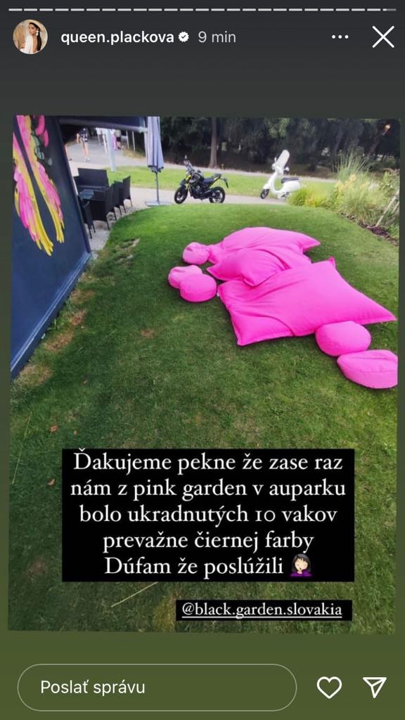 Z kaviarne jej ukradli vaky na sedenie.