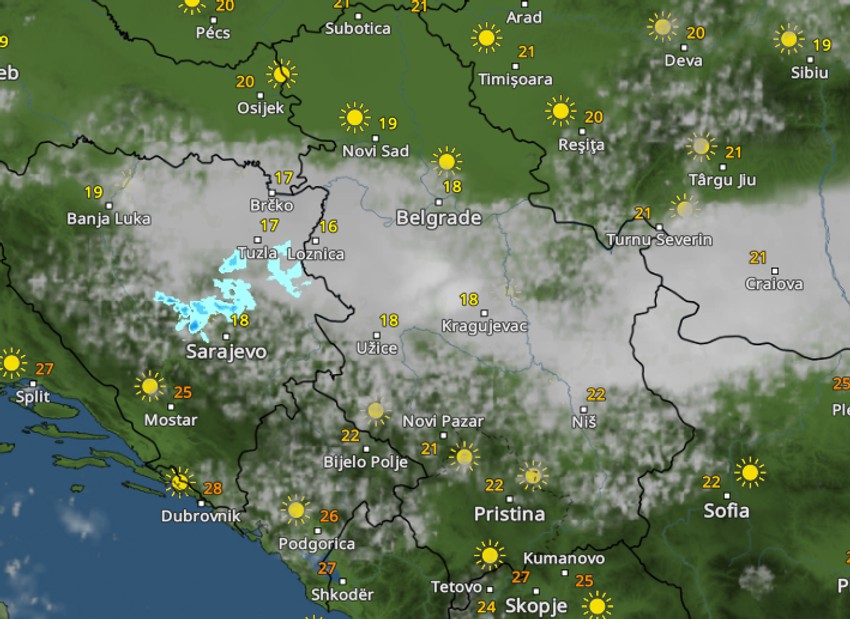 Kretanje padavina u 11 sati