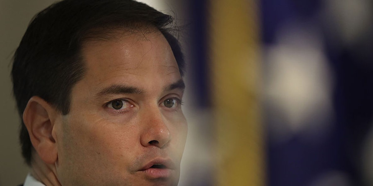 Sen. Marco Rubio of Florida talking to the media.