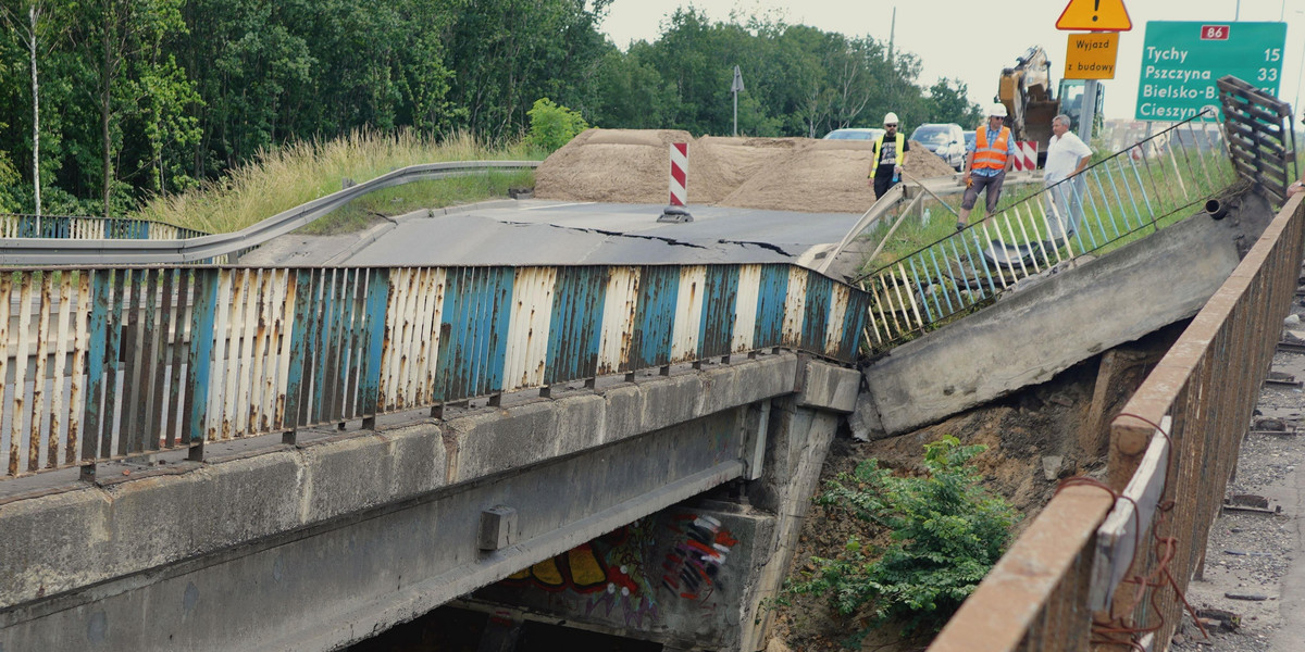 Tak wygląda zniszczony wiadukt przy ul. Pszczyńskiej w okolicach Giszowca