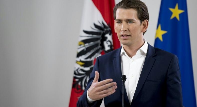 Austrian Foreign Minister Sebastian Kurz holds a press conference after being appointed as head of the country's centre-right People's Party on May 14, 2017 in Vienna