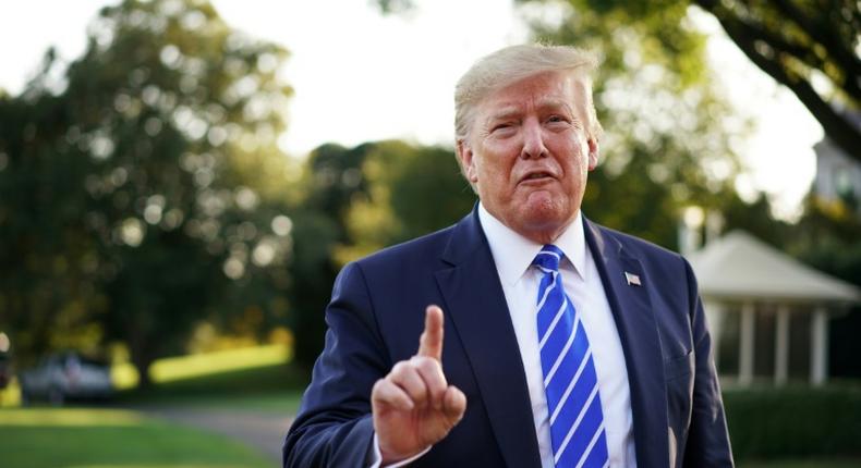 US President Donald Trump, speaking to the media outside the White House on August 30, 2019 (AFP)