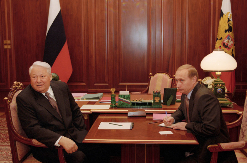 Borys Jelcyn i Władimir Putin w 1999 r. 