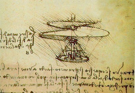 Nawet protoplasta helikoptera znalazł swoje miejsce w notatkach Leonarda. 