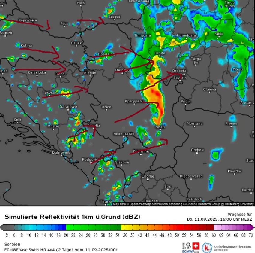 Kretanje nevremena 11. septembra