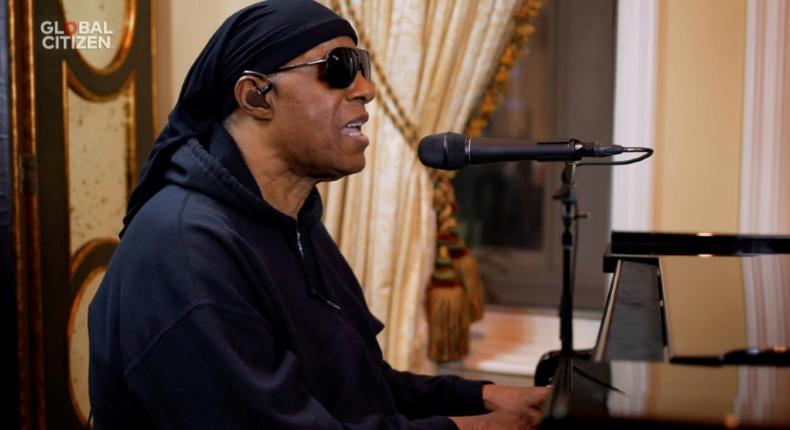 Stevie Wonder performs during One World: Together At Home presented by Global Citizen, a special event celebrating health care workers battling coronavirus