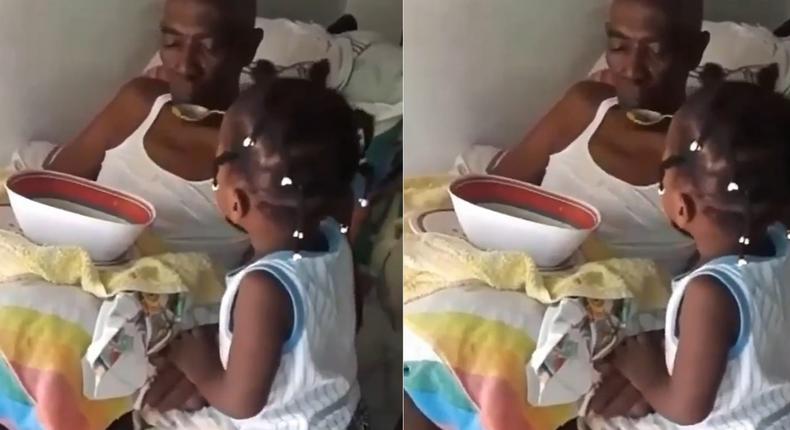 2-year-old girl feeds great-grandfather with unimaginable passion after he suffered a stroke 